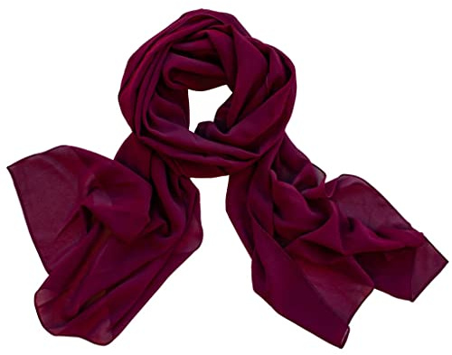 DOLCE ABBRACCIO by RiemTEX Sciarpa da donna foulard stola eleganti sciarpe e foulard Verona in chiffon, prugna, 160 x 48 cm