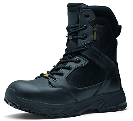 Shoes for Crews Defense High, Safety Shoes CE Certified 02 HRO WR SRC, Unisex Boots with Non-Slip Outsole, Waterproof Shoes for Men and Women Black