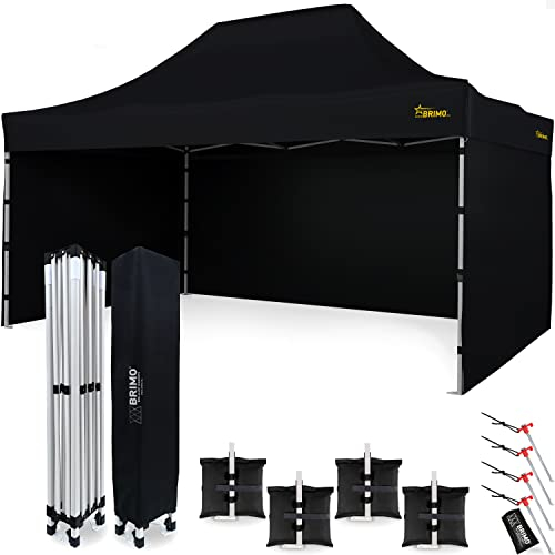 Económico Star Carpa Plegable 3x4,5 100% Impermeable, 3 Paredes Laterales, 8 pasadores de Anclaje, Cubierta Protectora para Fiestas Carpa de Fiesta Gazebo Plegable Carpa Extensible Negro,