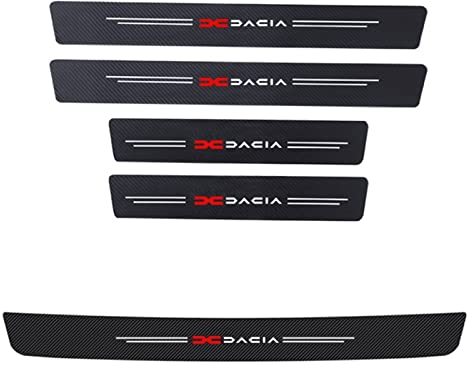 KBUYS Pack of 5 Car Entry Sill Protection Stickers, Compatible with Dacia Logo Duster Spring Logan Sandero Jogger Lodgy Bigster Dokker Accessories (Color : 5PCS New for Dacia)