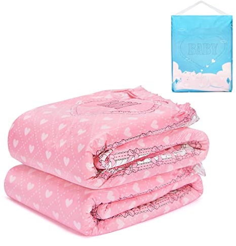 LittleForBig 5500-5800 ml Adult Printed Diaper 2 Pieces - Blushing Baby (L)