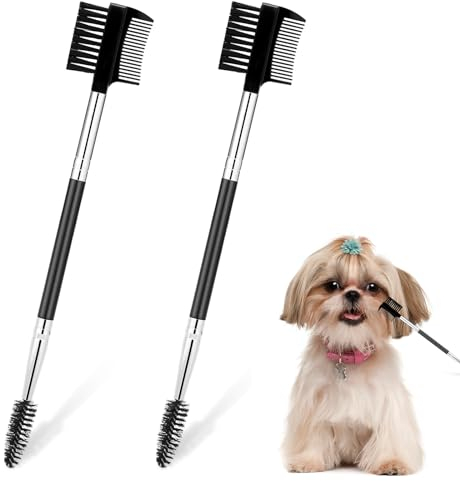 2 Stück Tränenfleck Entfernung Kamm Hund Tränenfleckentferner Kamm Doppelseitige Hund Auge Kamm Bürste Pflegekamm für Entfernen von Krusten und Schleim