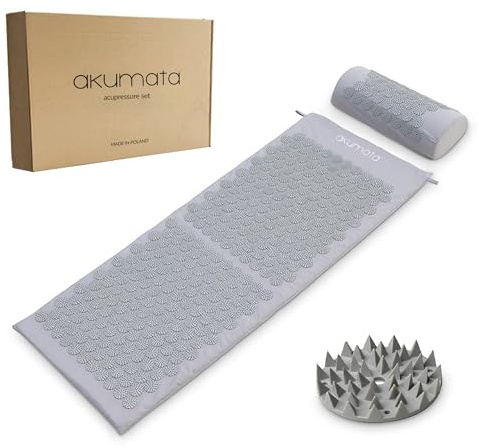 Akumata XL Set Esterilla Acupresion XL 110x43cm con cojín y bolsa - Acupressure Mat para espalda, cuello y piernas - diseño Massage Mat para relajación diaria en casa