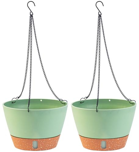 Wedhapy Hängender Pflanzgefäß 2er Set Hängekorb 20,3 cm Hängender Blumentopf Atmungsaktive Abtropfende Hängevase Mit Sichtbarem Wasserstand Pp Abnehmbarer Boden Hängetopf Grün