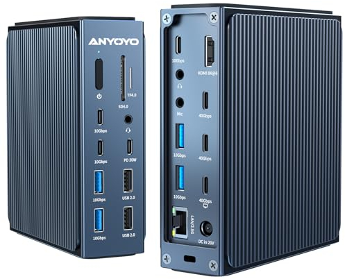 40Gbps Docking Station– 21 Anschlüsse, 8K60Hz HDMI, 2,5 GbE Ethernet, SD/TF 4.0, 10 Gbps USB C/A 3.2 Gen2, 3,5 mm Audio, 40 Gbps Dock Compatible with Mac M1/M2/M3 Pro/Max and Thuderbolt 4 Devices