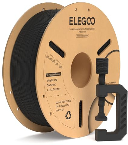 ELEGOO Filamento PLA con Fibra di Carbonio 1,75 mm Nero 1KG, PLA-CF Resistente per Stampante 3D, Precisione Dimensionale +/- 0,02 mm, Compatibile con la Maggior Parte delle Stampanti 3D FDM