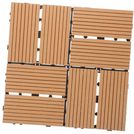 VILLCASE Wood Plastic Flooring Interlocking Deck Tile Outdoor Patio Floor Slabs Garden Tiles for Balcony Terrace Decking