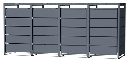 HEIGART Mülltonnenbox für 4 Tonnen, Mülltonnenverkleidung mit Klappdeckel, Anthrazit