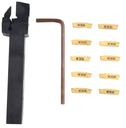 MGEHR1212-2 Soporte de herramientas de torno de corte ranurado con 10 piezas de insertos de carburo MGMN200-G, juego de herramientas de torneado de 12 x 12 mm para semiacabado y acabado, kit completo