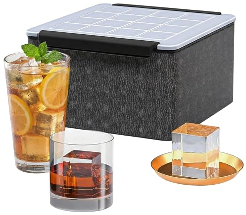 Zenselect Stora transparenta isbitar, 16 fack, transparenta isbitar, transparenta isbehållare, bubbelfri för gin tonic negroni whisky och