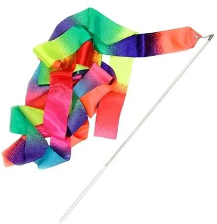 KJBDQQH dansband vridstång, gymnastikband, rytmiska färggradienter, balettband, färgglada professionella dansband, rekvisita för föreställningar (2 m vitt handtag)