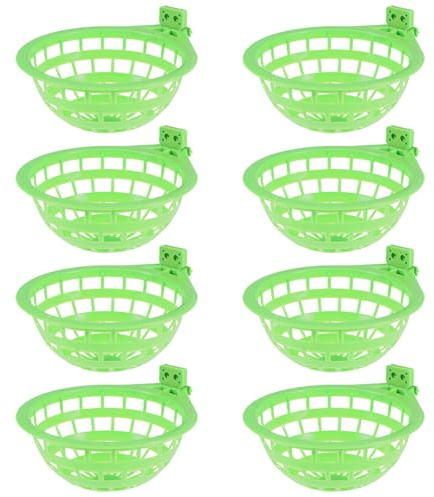 SHINEOFI 8 Pièces Bol de Nidification en Plastique Vert pour Canaris et Perruches, Forme Circulaire, Confortable et Facile à Nettoyer, Reproduction en Volière