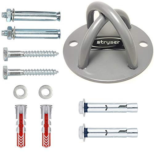 Stryser Soporte Anclaje de Techo y Pared en X para Correas de Suspensión Anillos de Gimnasia Yoga Swing Cuerdas de Batalla Equipo de Boxeo Incluye Juego de Tornillos, Anclajes de expansión Index