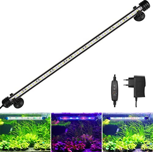 BELLALICHT LED Timer éclairage d'aquarium - Lampe d'aquarium [lumière blanche RVB] avec minuterie intégrée, variateur 10 niveaux de luminosité IP67 étanche Light pour réservoir de poissons plante