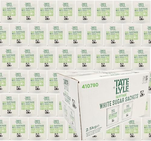 Tate & Lyle - Fairtrade White Sugar Sachets - Pure Cane Sugar - Individually Wrapped for Hygiene - Hot Drinks, Meetings & Coffee Shops - Ethical & Convenient - 1000 x 2.5g