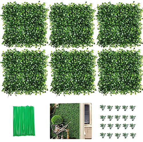 Ticanros Paquete de 12 paneles de pared de boj artificiales de 10 x 10 pulgadas, pantalla de cobertura de privacidad de boj sintético para exteriores, interiores, jardín, valla, patio trasero, paredes