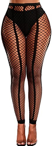 DRESHOW High Waist Tights Fishnet Stockings Thigh High Stockings Pantyhose for Women