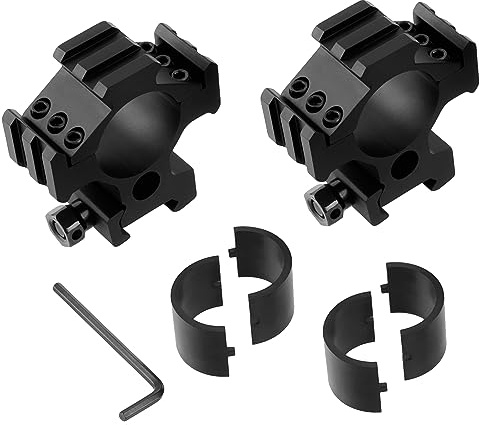 FOCUHUNTER Anello di montaggio da 30 mm 25,4 mm, anelli di montaggio per ottica ad alto profilo da 1,42 pollici 36 mm con guide Picatinny e anello riduttore, adatto per guida da 21 mm, 2 pezzi