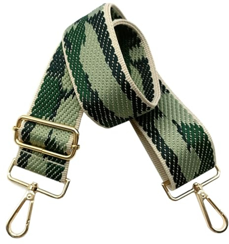 Correa para Bolsos de Mujer Bandolera 5cm Tirantes Anchos, Correas para Bolsos Ajustables, Correa de Hombro Intercambiable con Hebillas Oro para Bolsa de Hombro DIY(Caqui/Verde Oscuro), 07