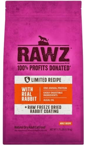 Rawz Real Rabbit Dry Food for Cats with Freeze Dried Coating (1.75 Pounds) Made in USA
