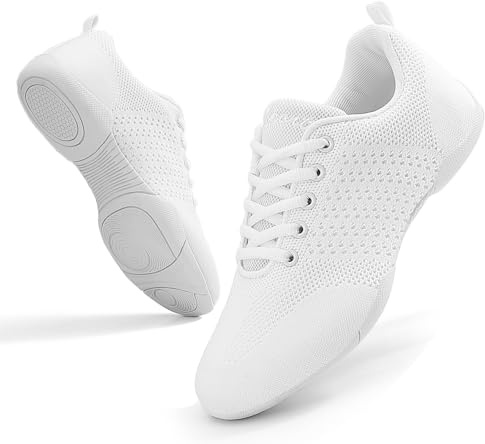 OITLSR Girls Cheer Shoes White Youth Cheerleading Shoes Dance Athletic Training Breathable Dancing Lightweight Competition Comfortable Sport Sneakers Women Size 11 White 43
