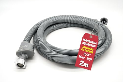 ELECTROHOGAR Tubo Scarico Lavatrice Aquastop 2M | Tubo Acqua Lavatrice Anti-perdita | Raccordo con Doppia Protezione | Compatibile con Tutte le Marche