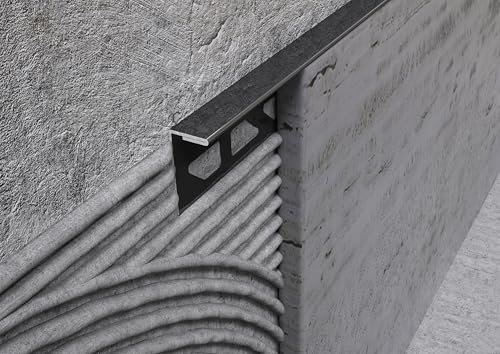 Minuta Profili Profili In Acciaio Terminali Profili Per Piastrelle Decorazioni Angoli Rivestimenti Di Ceramica Mosaico E Marmo Profilo Pavimento Nero Opaco Barra 2,5 M Facile Da Installare (8 MM)