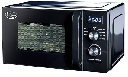 Quest 35869 20 Litre Classic Microwave / 700W Power / 60 Minute Manual Dial Timer / 5 Power Levels & Defrost Setting/Black Colour