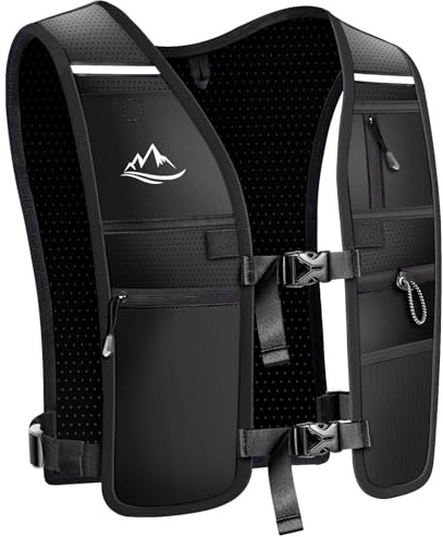 ISEYOU Chaleco Running Ligero, Mochila Hidratacion Trail Running con Múltiples Bolsillos, Reflectante - Ideal para Senderismo, Maratón, Escalada, Ciclismo - para Hombres y Mujeres