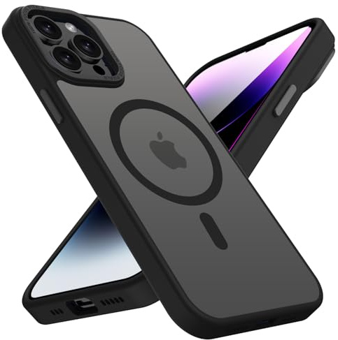 KPPIT for iPhone 14 Pro case,[Compatible with MagSafe][Shockproof Drop Protection], Frosted Translucent Magnetic for iphone 14 Pro Phone Case,Black