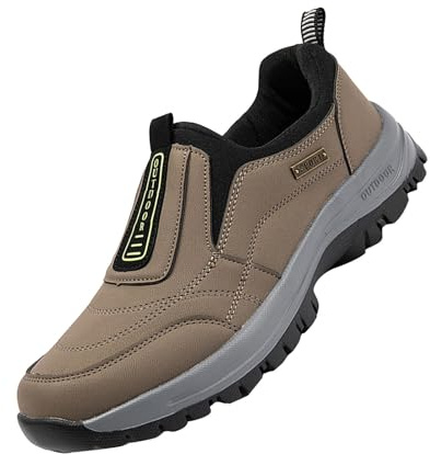 Ortopediska halkfria skor för män, valvstöd, lediga, ventilerande, lätta, trendiga säkerhetsloafers, extra breda, trekkingsneakers