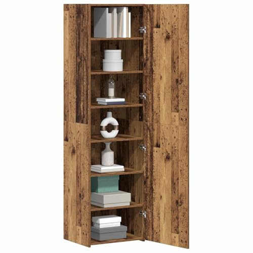 vidaXL Highboard 2 pcs Old Wood 50 x 42.5 x 185 cm, Modern Rectangular Highboard, Ample Storage Unit, Engineered Wood Cabinet, Home Organization, Minimalist Display Sideboard