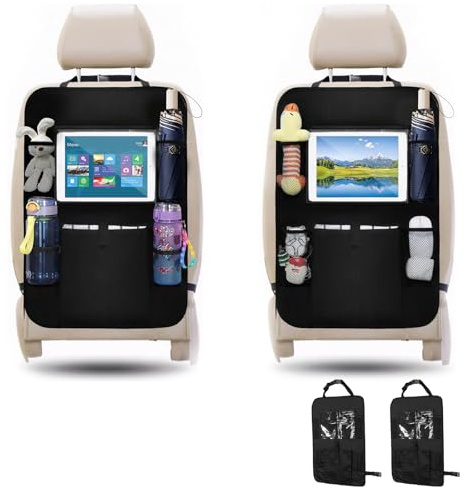Zocipro 2 Stück Rückenlehnenschutz Auto Kinder, Autositz Organizer mit Tablet-Fach & 5 Taschen, Wasserdichter Auto Organizer Kinder, Rücksitz Organizer für Spielzeug, Snacks & Zubehör