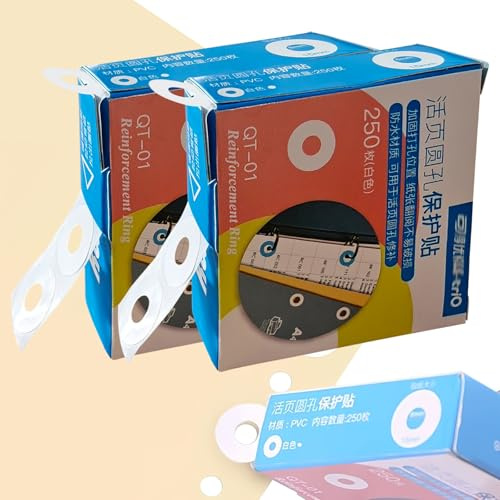 Loose-Leaf Paper Hole Reinforcement Ring Labels Stickers 500 Pcs Waterproof Self-Adhesive Hole Punch Reinforcers Protector - Ring Holes Page Protector Sticker for Office School Home White
