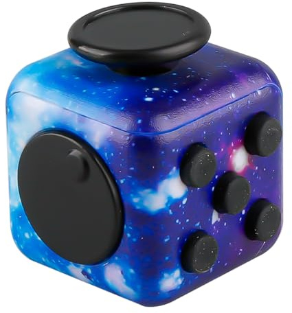 Hopzab Fidget Cube for Stress Relief, Anti-Anxiety Multi-Functional Toy with 6 Sides, Click Ball, Sensory Stress Reliever for Any Ages, Perfect for ADHD, Autism, Office, Classroom Use (Star Purple)