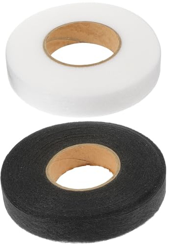 iplusmile 2 rouleaux Double Face Non-woven Adhesive Interlining Tape Thermocollant Bande Collante pour Ourlet Pantalon et Tissu Résistant et Facile à Utiliser Blanc Noir