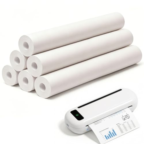 6 A4 Thermal Paper Rolls, 150 Sheets, Inkless, Anti-Oil (210x297mm)
