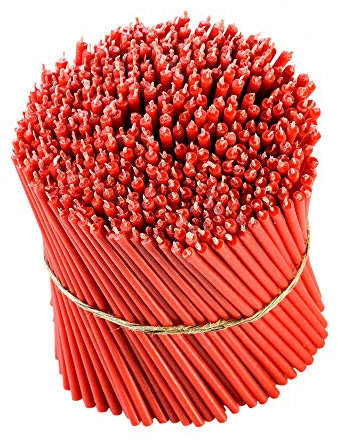 Danilovo Ritual Bienenwachs Kerzen (Rot) - Orthodoxe Kerzen für Gebet Tischdeko Hochzeit - Ungiftig, Ruß - Tropffrei, Lang, Nachhaltige Produkte, N120, Höhe: 16 cm, Ø 5,4 mm (200 stück)