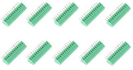 Oumefar 10Pcs/Set 12 Pin PCB Pitch Universal Screw Terminal Block Connector 2 . 54mm Green Screw Block Connector 10 Set Mount Block Connector for PCB Wiring
