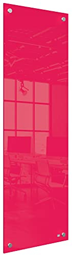 Nobo Kleine Glas-Whiteboard Tafel, Trocken Abwischbare Glas-Oberfläche, Rahmenlos, Eck-Wandmontage, Zuhause/Büro, 300 x 900 mm, Inklusive Markerstift, Rot, 1915606