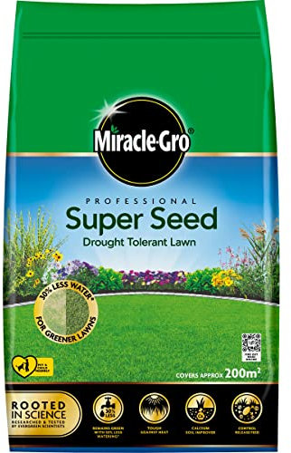 Miracle-Gro 121070 Professional Super Seed Drought Tolerant Lawn Seed 200m2, 6KG Bag