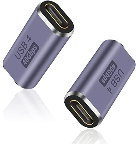 Duttek Acoplador USB C hembra de 40 Gbps, adaptador USB C hembra a hembra soporta carga rápida de 8 K a 60 Hz y 100 W, compatible con Thunderbolt 3/4 y con dispositivos de interfaz tipo C (paquete de