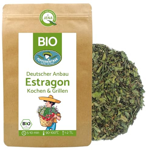Ekologisk dragon 500 g – tysk odling – drottning av fint kök – mångsidig för såser och dips – raffinerade kryddor – PEPPERMINTMAN