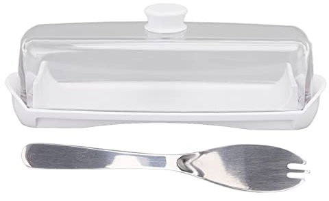 Butterdose aus Glas mit Deckel und Messer, Französische Butterdose mit Griff, Hält Butter Frisch, Butterdose, Butteraufbewahrung die Arbeitsplatte, Einfache