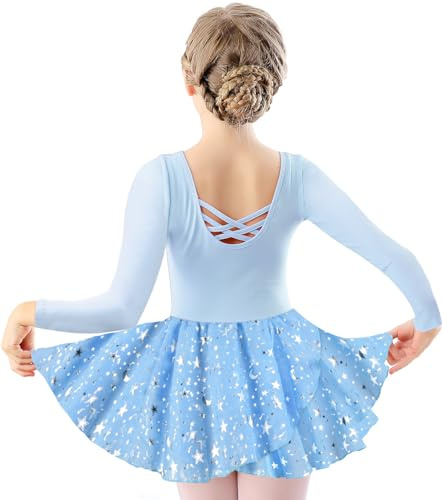 DANSHOW Mädchen Ballett-Trikot Langarm gekreuzter Rücken(40421-01AY-M)
