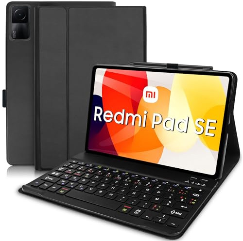 YUEJIDZ Coque Clavier pour Xiaomi Redmi Pad SE 11 2023, Noir