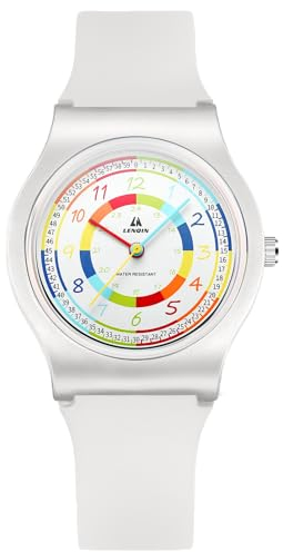 LN LENQIN Kinderuhr Junge Mädchen Lern Armbanduhr für Kinder, Jungen und Mädchen, Analogeuhr mit Übungen zum Erlernen der Uhrzeit 5 ATM Wasserdicht