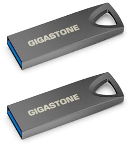 GIGASTONE 64GB Slim Fit Flash-Laufwerk (2 Stück) Z70 USB 3.2 Gen 1, 120MB/s UltraSchnell, Nickel-Metalldesign, Datenspeicherung, Backup für PC/Mac/TV/Auto, USB 2.0/3.0/3.1 Kompatibel