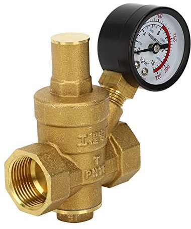 Brass Adjustable Water Pressure Regulator Reducer with Gauge Meter, Piston Structure, DN20 Reducing Valve for Tap Water Equipment