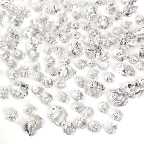 520 Pcs Clear Plastic Fake Ice Rocks, 400g Fake Crystal Diamond Gems | Decorative Vase Fillers Ideal for Wedding Table Display, Party Decoration, DIY Crafts and Floral Arrangement